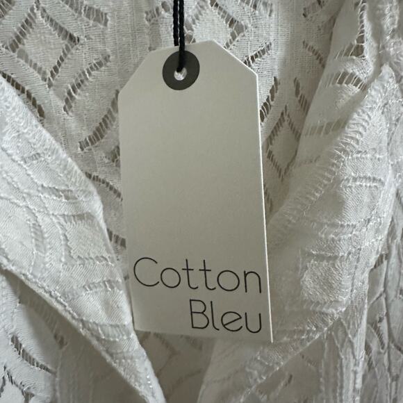 Cotton Bleu White Lace Knit Swimsuit Coverup Women's plus size 1X Boho beach NWT - Picture 4 of 7